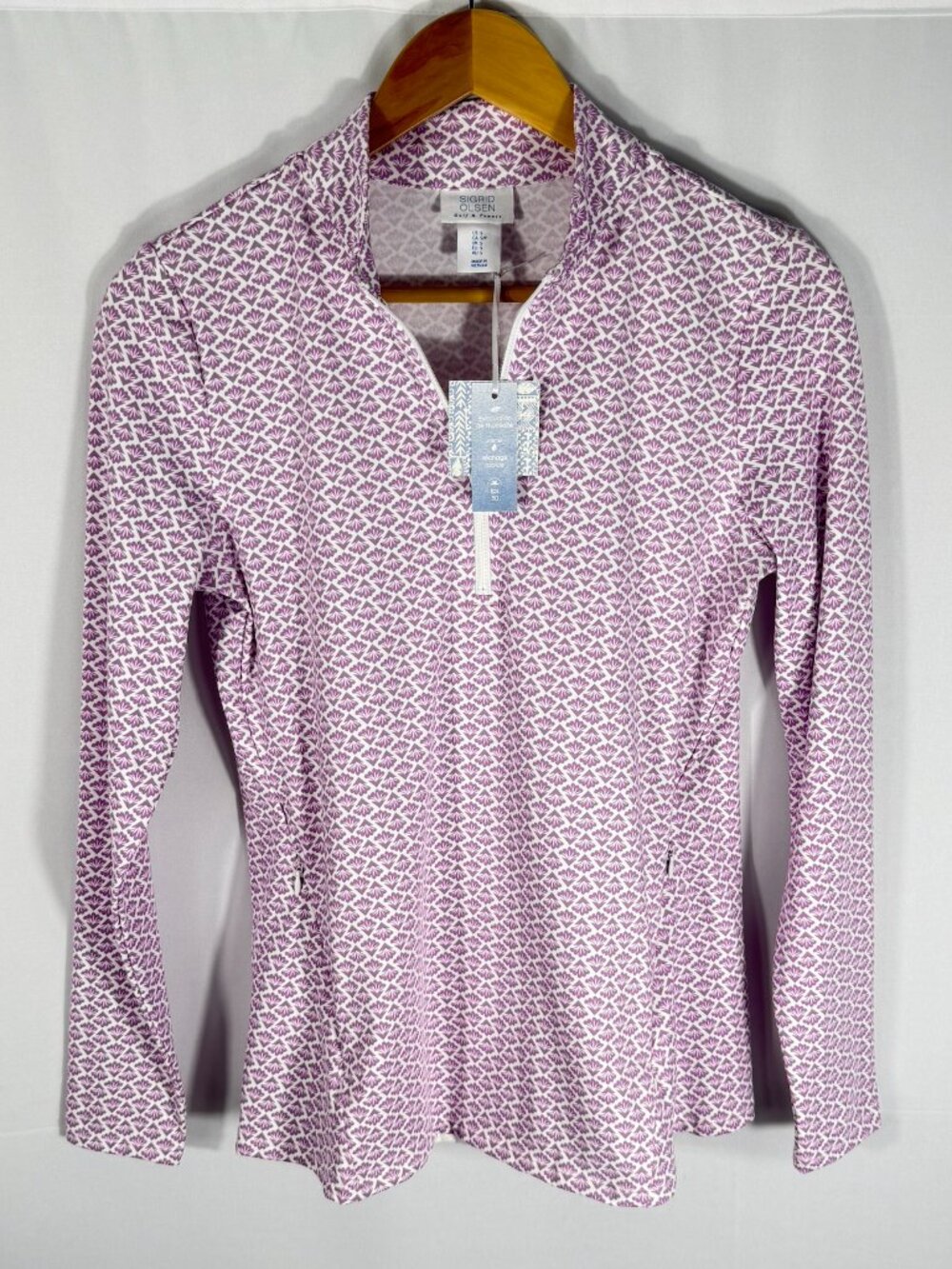 Sigrid Olsen Sprouts Violet Tulle Interlock Quarter Zip Purple Small NWT